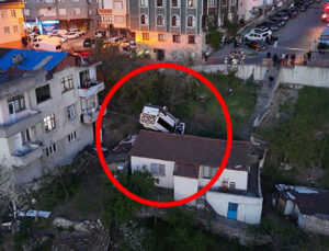 Okul servisi evin çatısına düştü: Şoför hayatını kaybetti