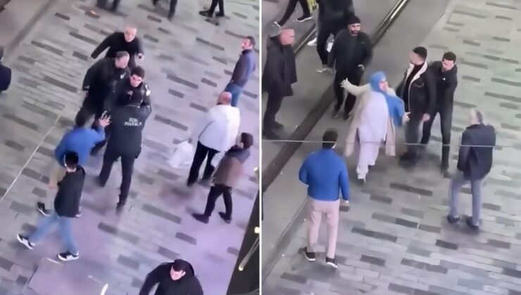 Taksim’de feci kavga! Teyze de dahil olunca ortalık iyice karıştı