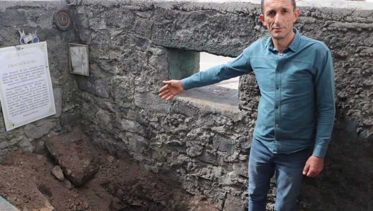 Define avcıları “Öksürük Baba Türbesi”ni talan etti
