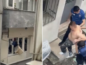 Kağıthane’de panik anları: Sinir krizi geçirdi, evin camlarını kırıp eşyaları sokağa attı