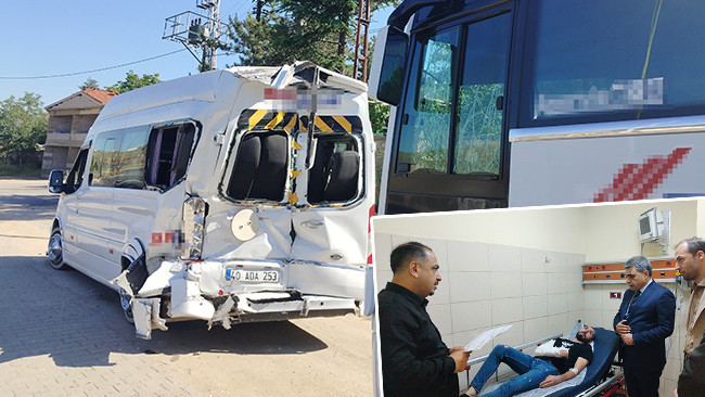 Kırşehir’de işçi servisleri çarpıştı: 42 kişi yaralandı