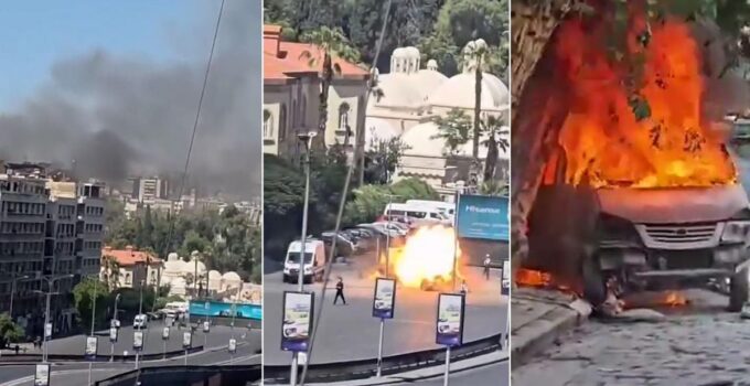 Şam’da Macron’un otelinin yakınındaki patlamadan ilk görüntüler