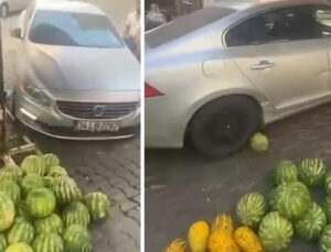 Tartıştığı pazarcının karpuzlarını otomobiliyle ezdi